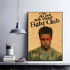 A poster featuring a man's face with red markings and the text Do not talk about Fight Club.