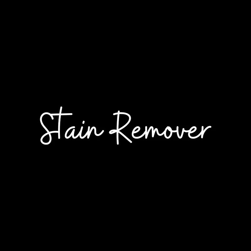 Text on a black background reads Stain Remover in white script.