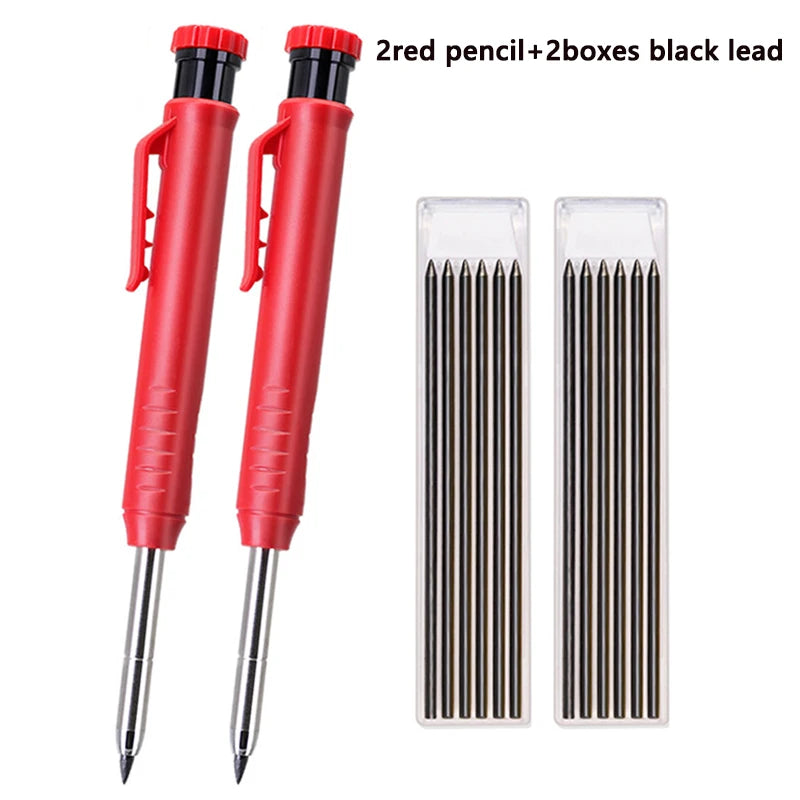 Heavy-Duty Carpenter Pencil Set with Extended Tip and Built-In Sharpener