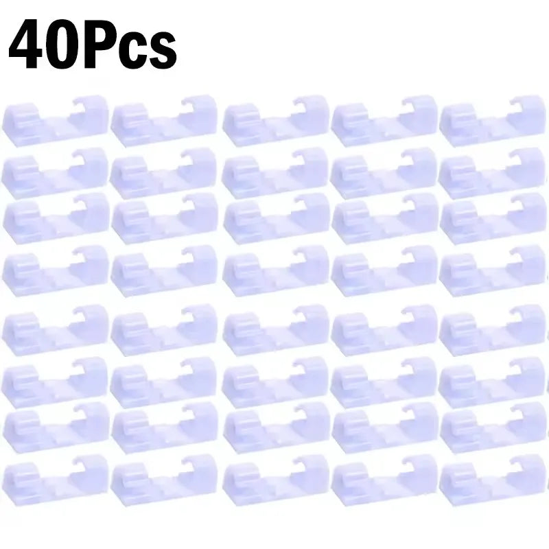 40 pieces of white self-adhesive cable clips for wire management