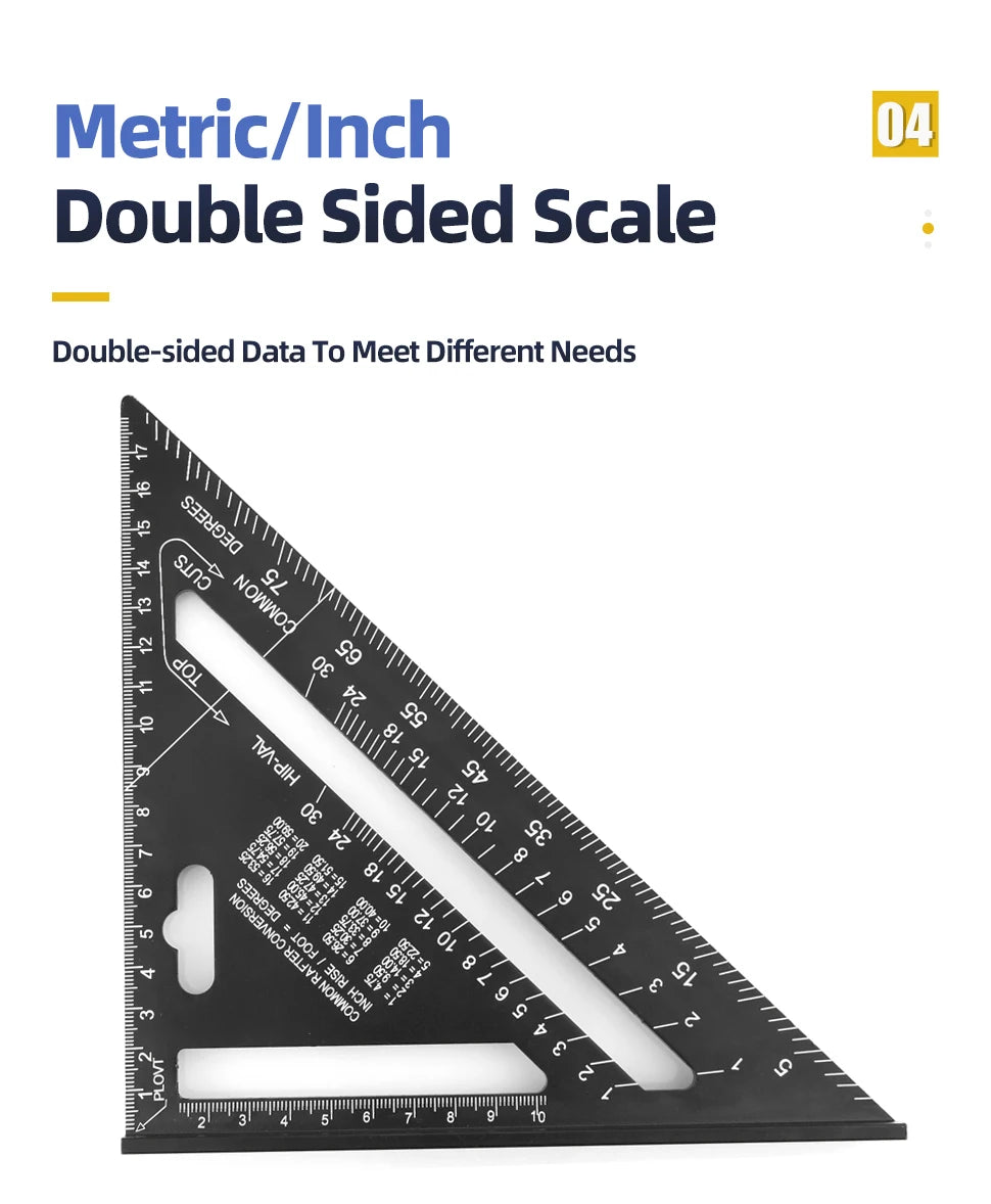 7-Inch Aluminum Alloy Triangle Ruler for Precision Marking
