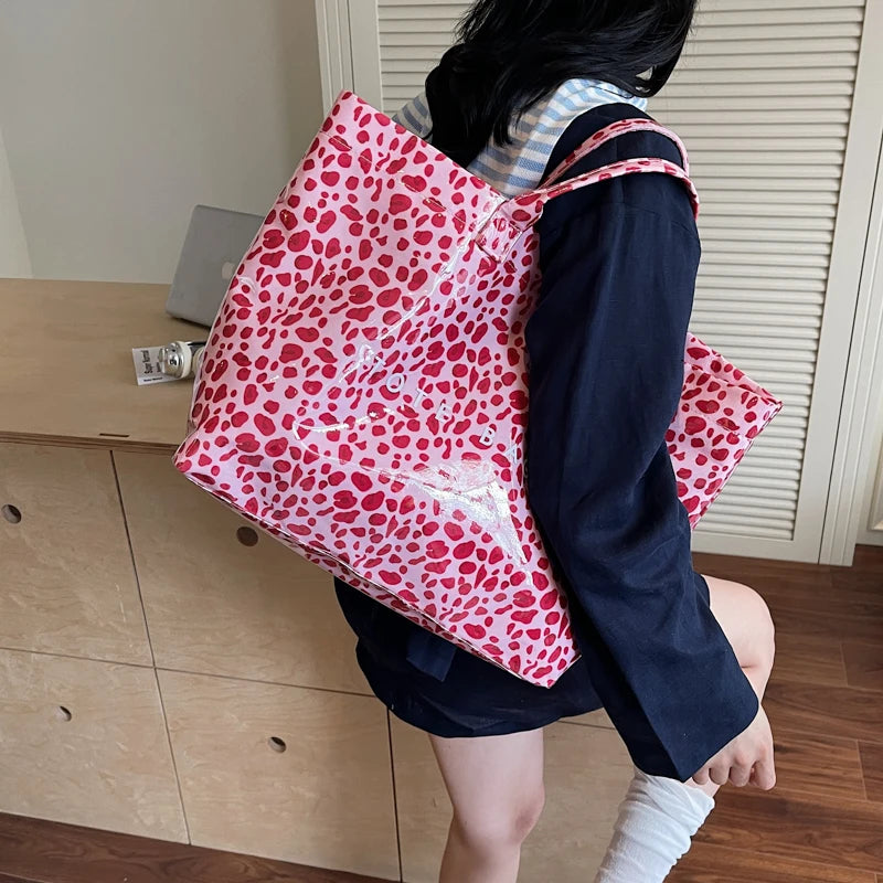 Leopard Print PVC Large Tote Bag