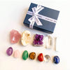 Natural Crystal Chakra Set with Amethyst, Agate, and Selenite