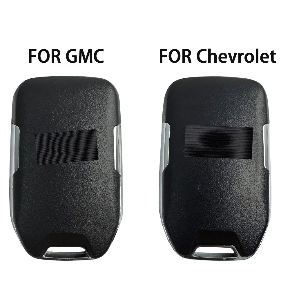 Replacement remote key for GMC and Chevrolet vehicles shown for comparison