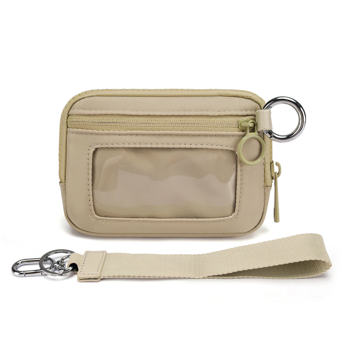 Checkered Card Case Wallet with Detachable Keychain and ID Window