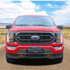 Red TPE front bumper tow hook cover for a Ford F-150 truck.