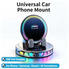 A circular car phone mount with an RGB ambient light and a bracket for smartphones.