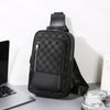 Men's Waterproof PU Leather Crossbody Bag with Geometric Pattern