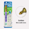A bottle of Golden grout pen with a gold tip and a purple body, shown next to an applicator tool.