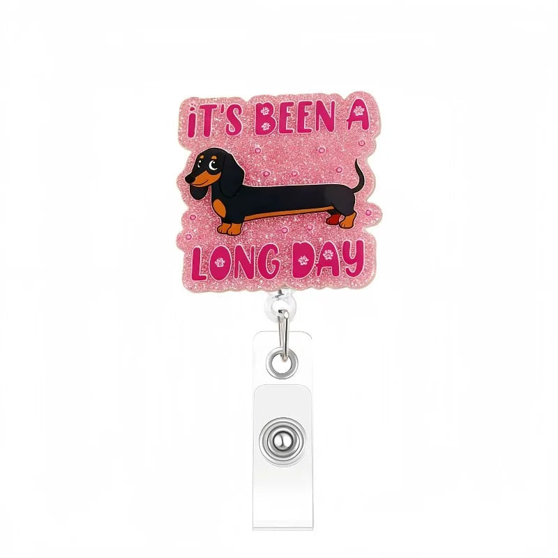 Cute Cat Acrylic ID Badge Reel with Retractable Clip