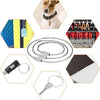 A collection of stainless steel wire products including a dog keychain, a tool set, and a lock.