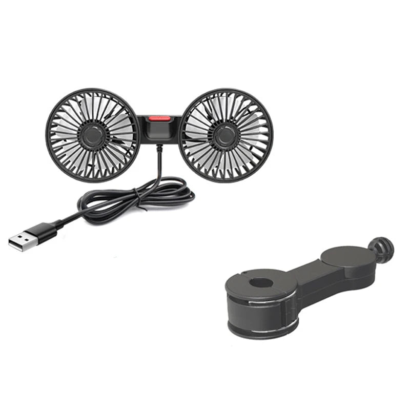 Dual-Head USB Car Seat Cooling Fan
