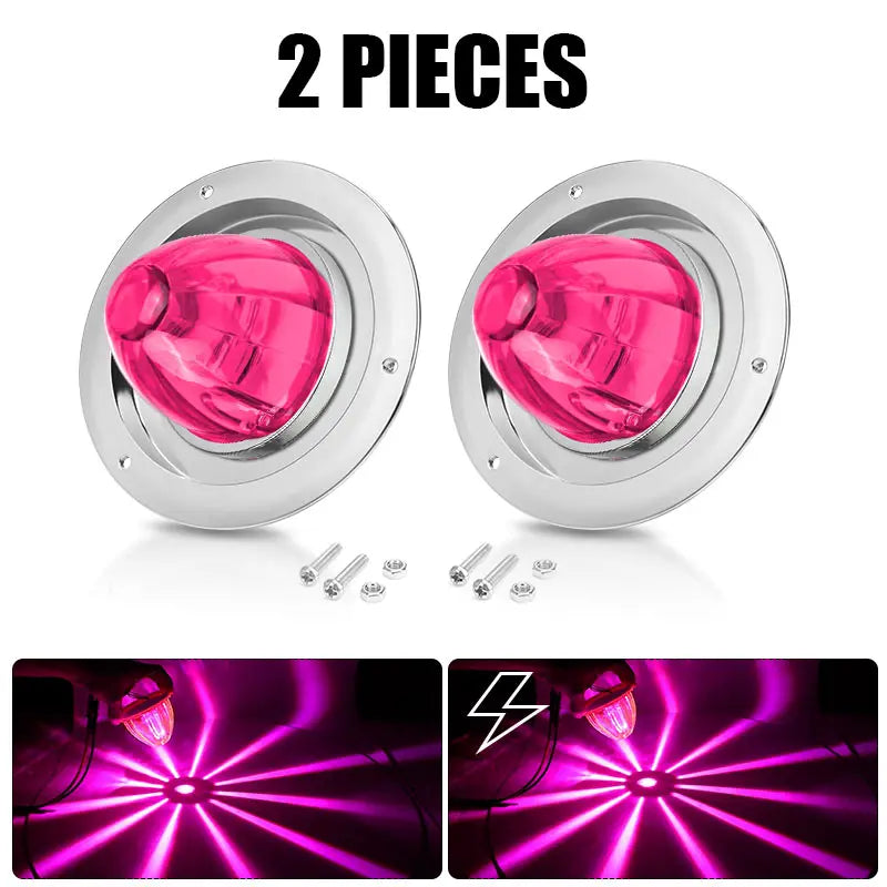Two pieces of pink watermelon LED marker and turn signal lights for vehicles