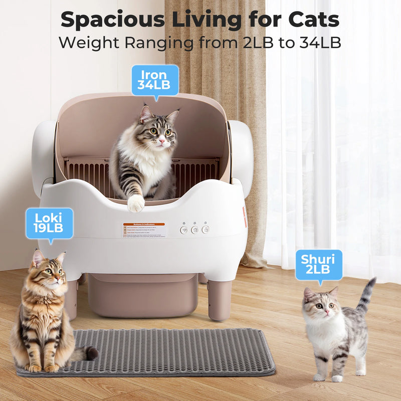 Smart Automatic Open-Top Cat Litter Box with App Control