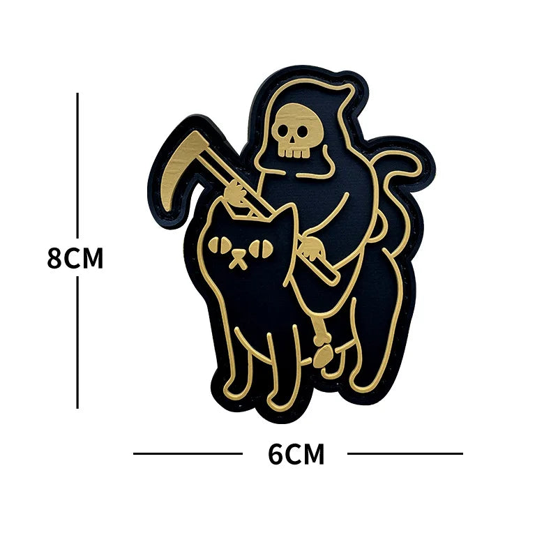 Glow-in-the-Dark Skull Biker Patch with Hook & Loop Backing