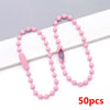 A set of 50 pink ball bead chains for keychains and jewelry making displayed on a white background.