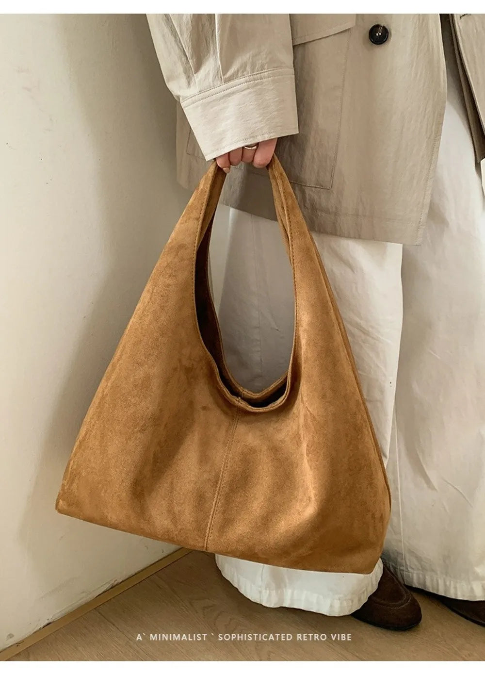 Retro Suede Shoulder Bag with Large Capacity