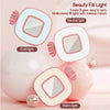 Ein Set aus drei Beauty-Fülllichtern in neutralen, kühlen und warmen Lichtfarben mit passenden Make-up-Spiegeln.