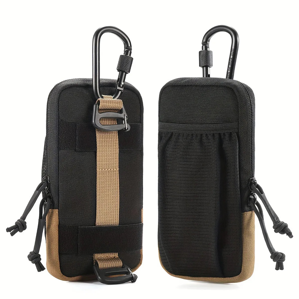 Bolsa de cintura compacta negra y caqui para senderismo y viajes con correas ajustables