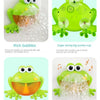 A green silicone bubble bath toy featuring a suction cup design for making bubbles.