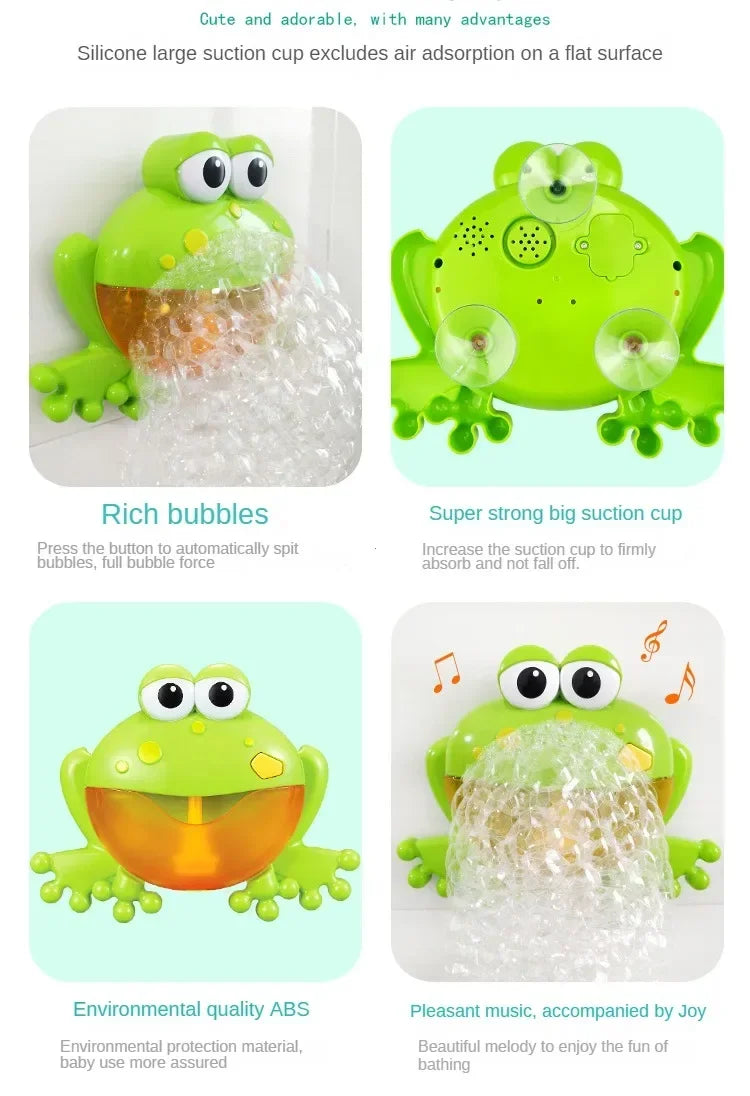 A green silicone bubble bath toy featuring a suction cup design for making bubbles.