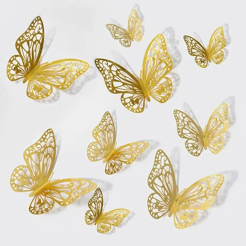 3D Rose Gold Butterfly Wall Decals for Home Decor