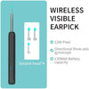A black wireless visible earpick device is shown next to a white card detailing its features like 1296 pixels and a direction