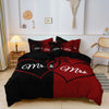 King & Queen Crown Rose Pattern 3-Piece Bedding Set with Duvet Cover and Pillowcases