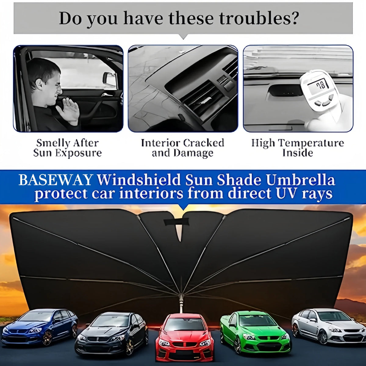 Foldable Car Windshield Sun Shade Umbrella