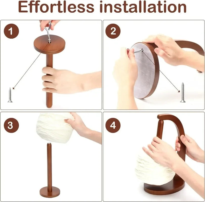 Magnetic Wooden Yarn Holder with Rotating Spindle