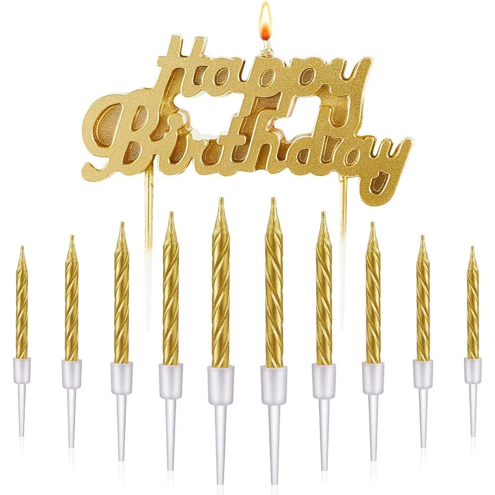 Spiral Birthday Cake Candles, Set of 6 Long Thin Decorative Candles for Cakes and Desserts