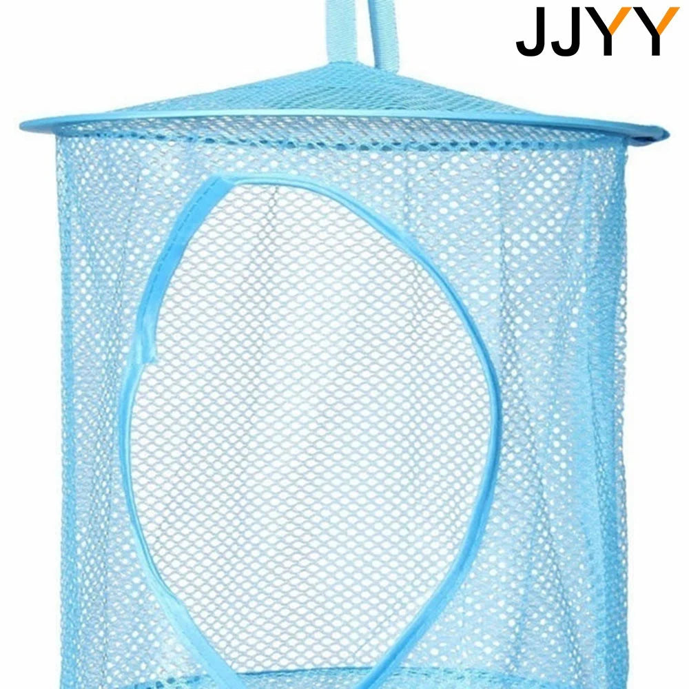 Light blue mesh hanging storage organizer for closet door or wall