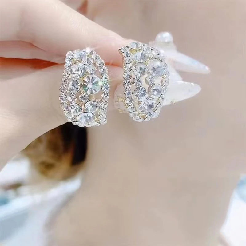Elegant Rhinestone Bowknot Stud Earrings