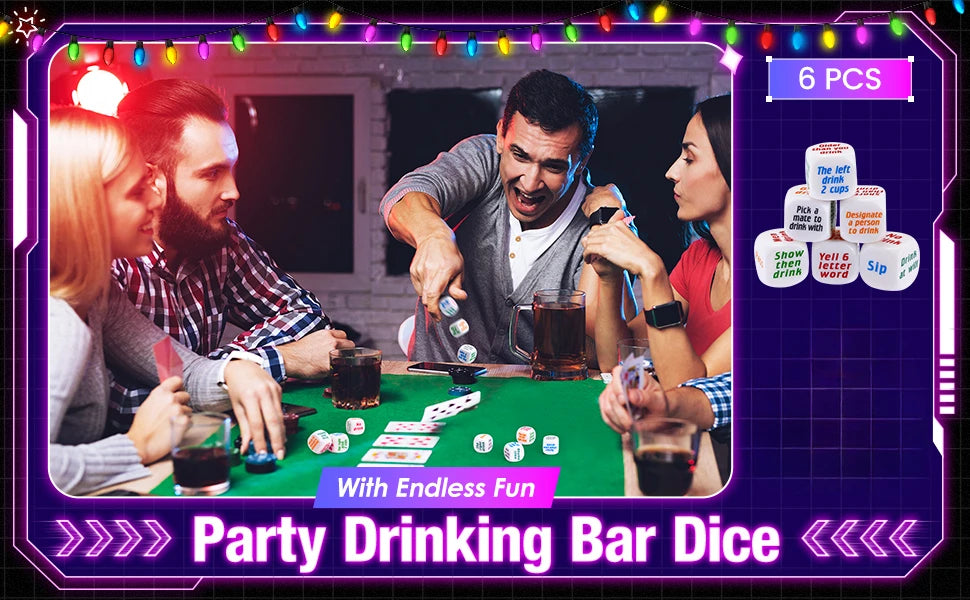 Party Dice Drinking Game Set with 36 Fun Challenges