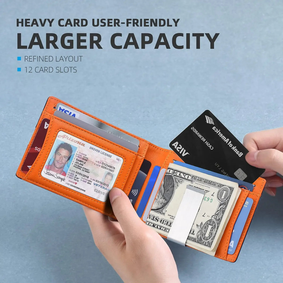 Slim RFID-Blocking Carbon Fiber Leather Wallet