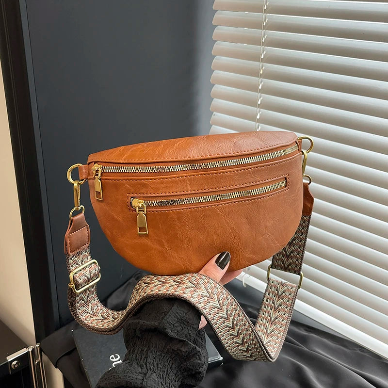 Leather Waist Bag with Adjustable Strap – Women's Crossbody Fanny Pack