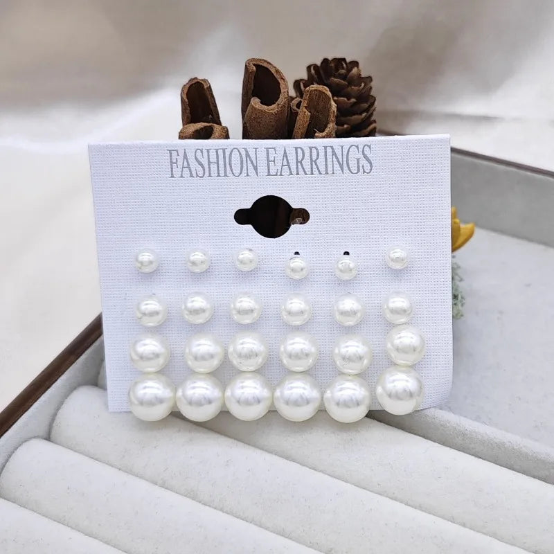 12 Pack Fashion Pearl Imitation Earrings
