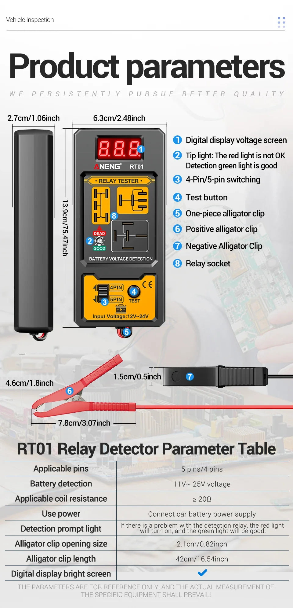 Automotive Relay Tester with Digital Display for 4/5 Pin Relays
