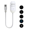 A white 2-in-1 mini projector night light with a USB connector and multiple star patterns displayed on the side.