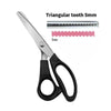Stainless steel pinking shears with a 5mm triangular tooth for fabric crafting