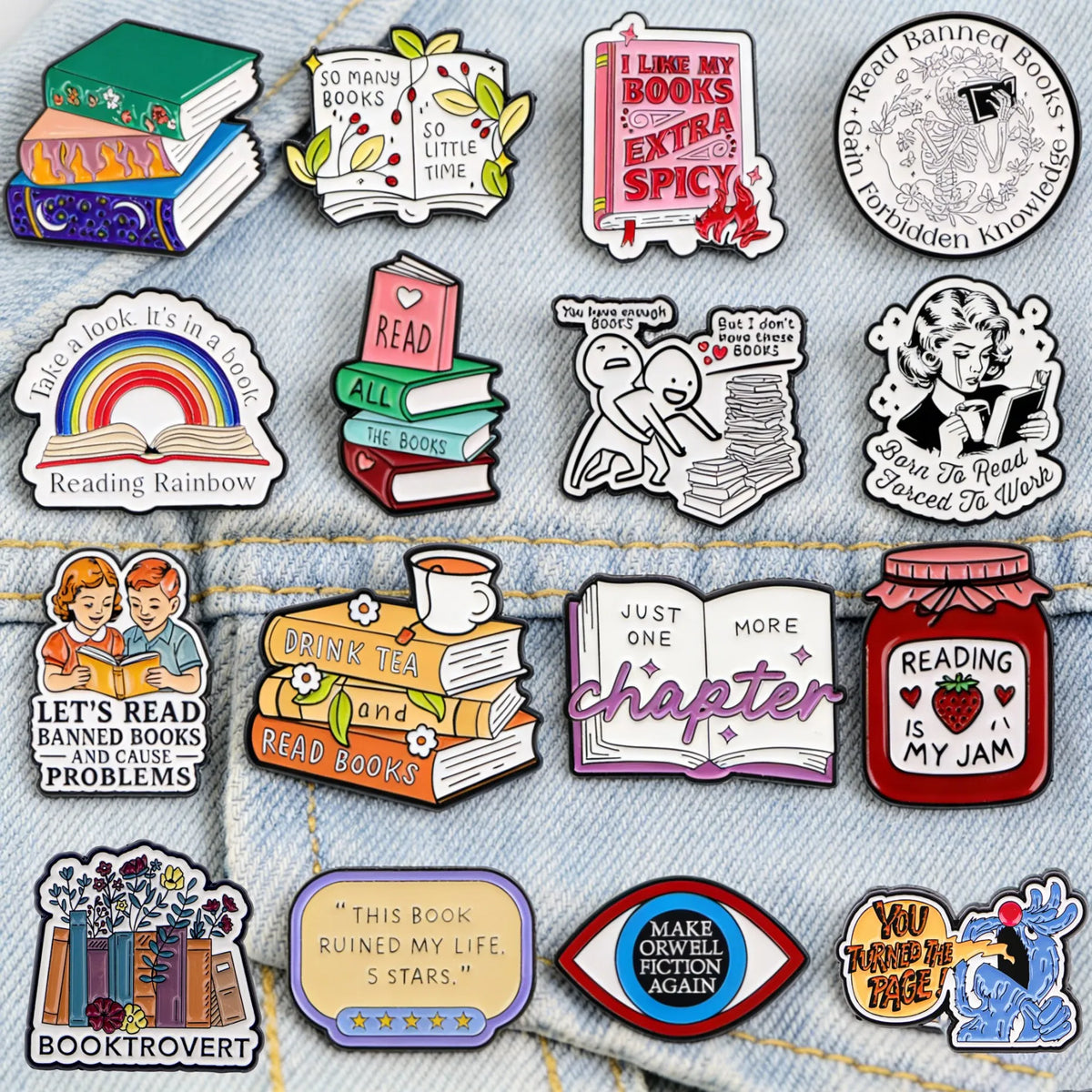 Just One More Chapter Enamel Pin for Book Lovers