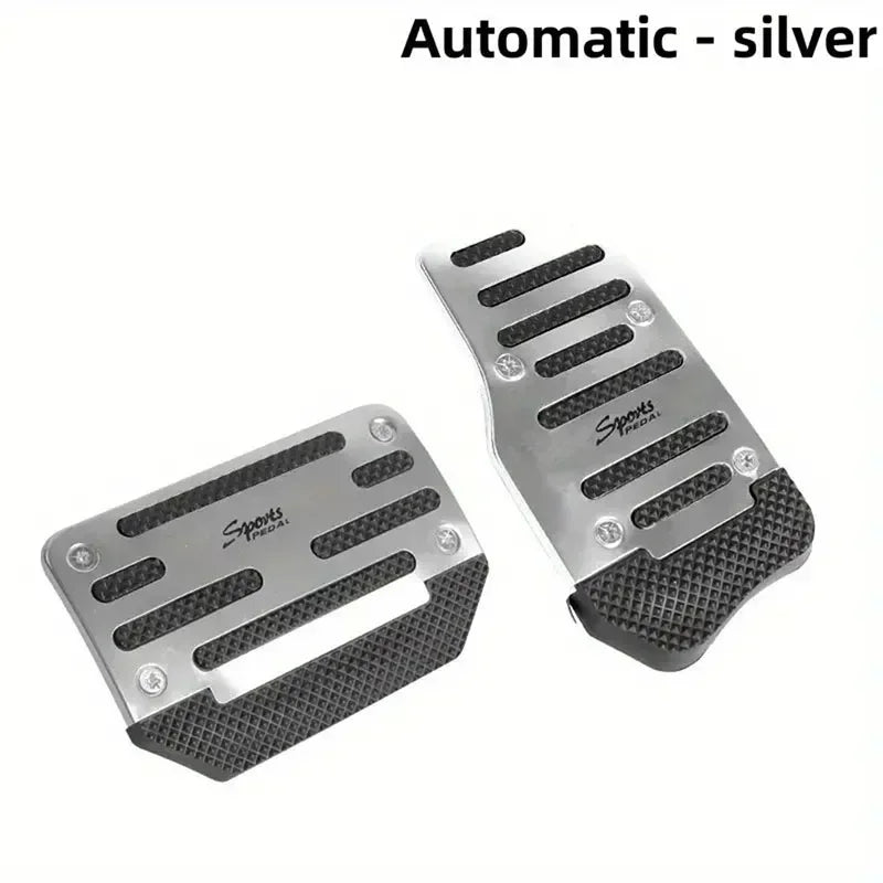 Automatic silver non-slip aluminum pedal covers kit for manual transmission cars