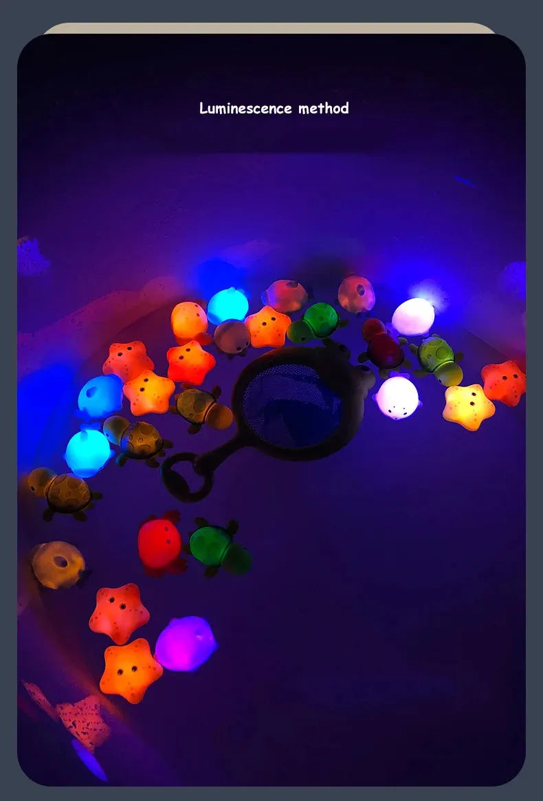 Glow-in-the-Dark Animal Bath Toy Set with Floating Net