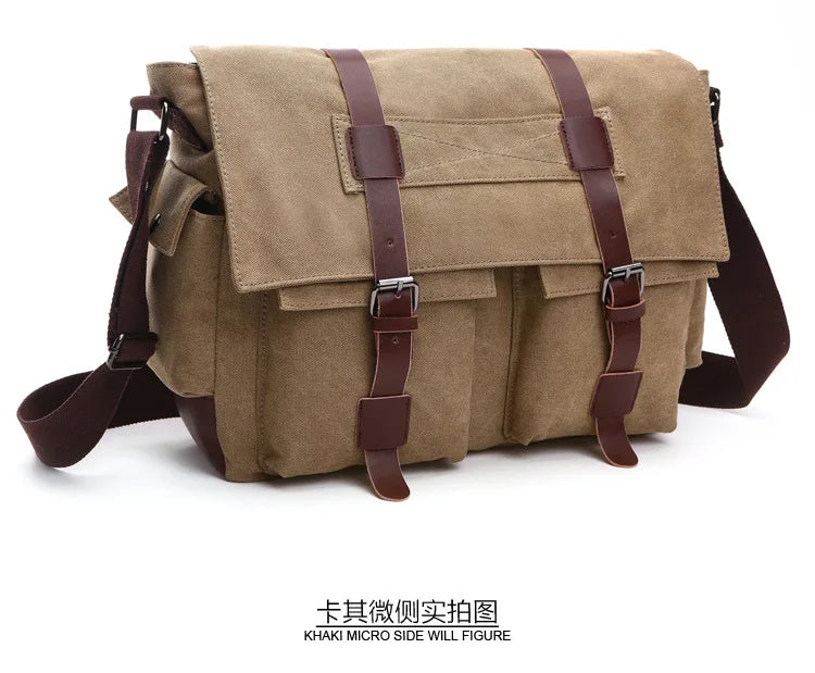 Vintage Canvas Messenger Bag for Men – Retro Crossbody Shoulder Bag