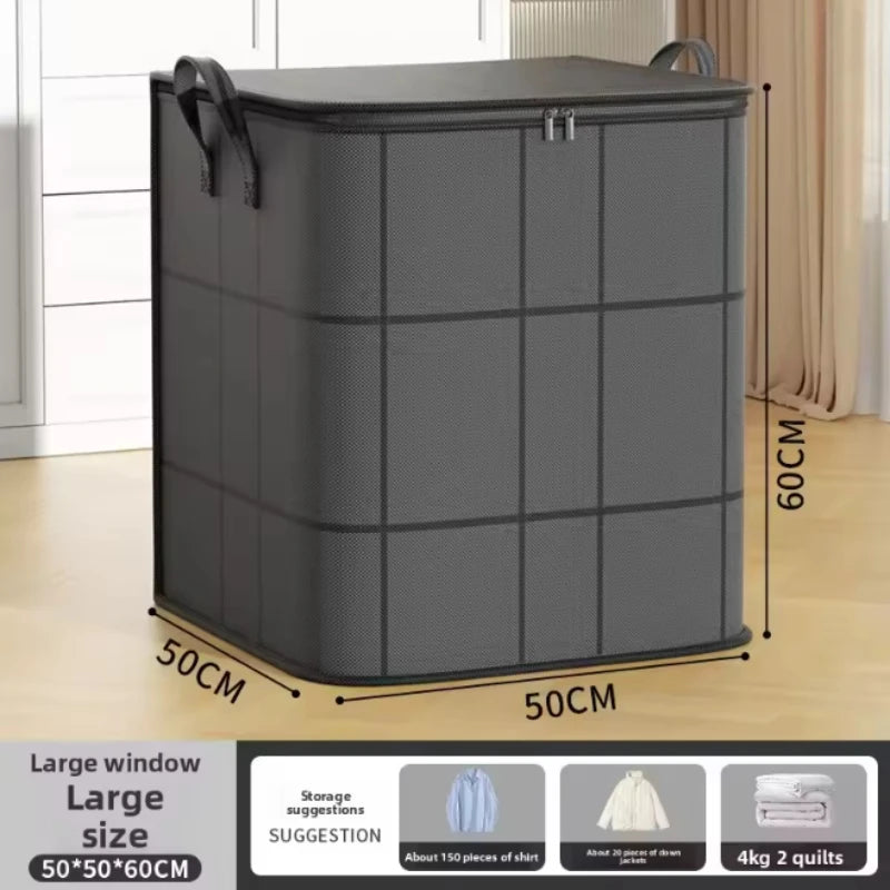 Foldable Large-Capacity Clothes Storage Bag with Handles and Double Zipper