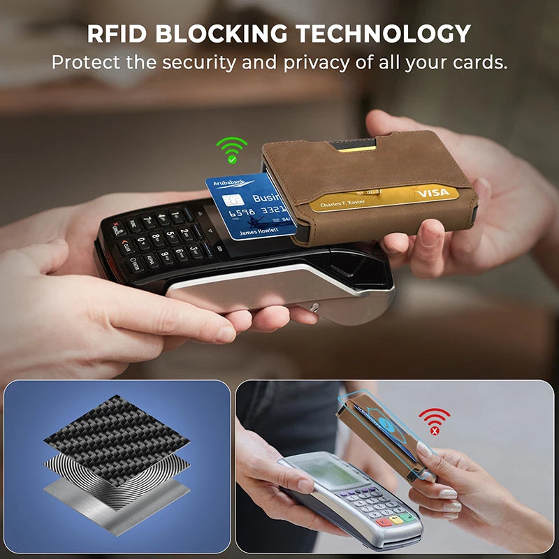 Slim Aluminum Wallet with Money Clip and RFID Blocking