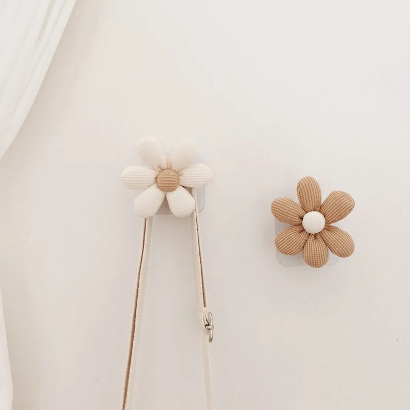 Wooden Flower Wall Hook with Adhesive Backing