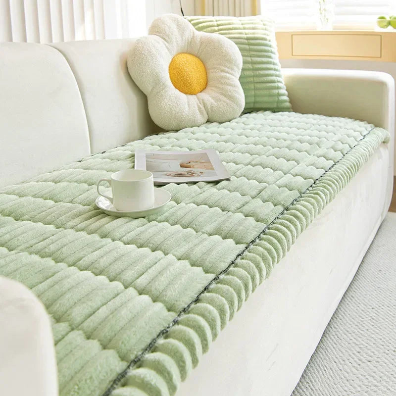 Soft Corduroy Sofa Cushion Cover with Non-Slip Backing