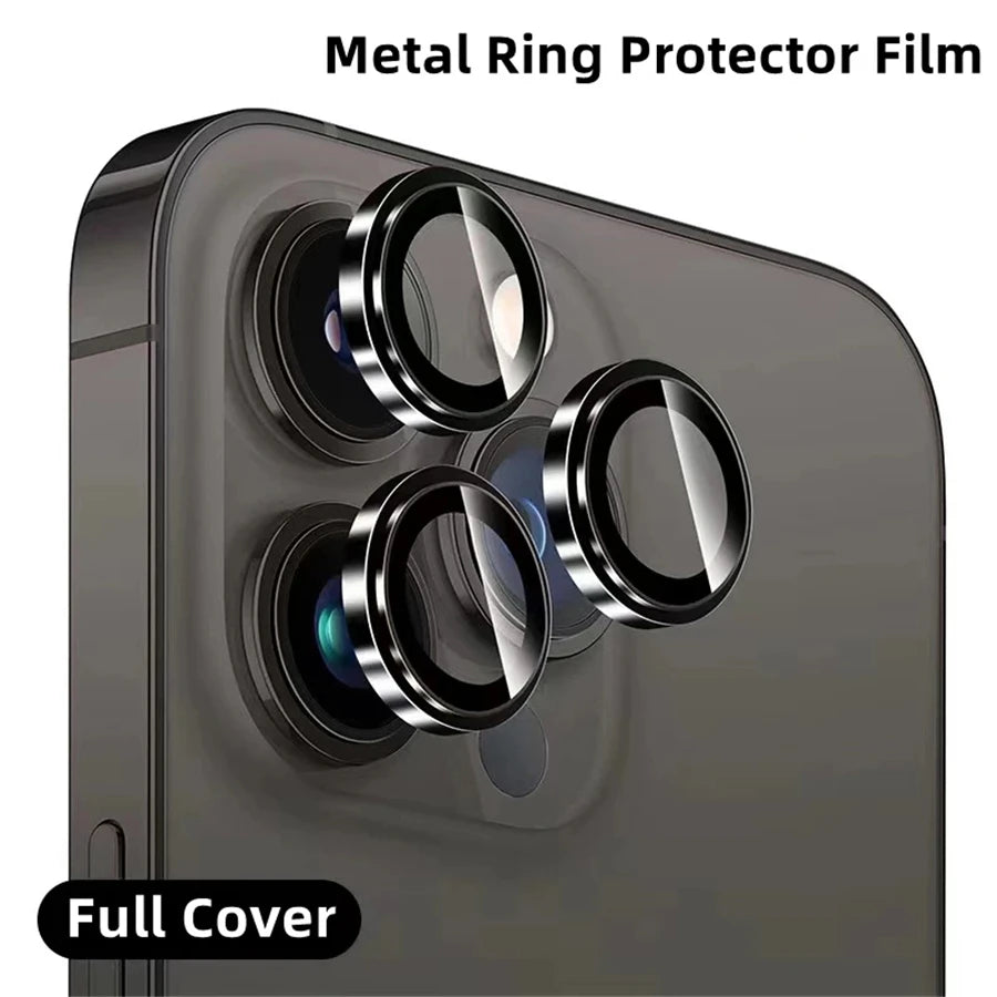 Titanium Camera Lens Protector with Tempered Glass for iPhone 16 Pro Max, 15, 14, 13, 12 & Mini