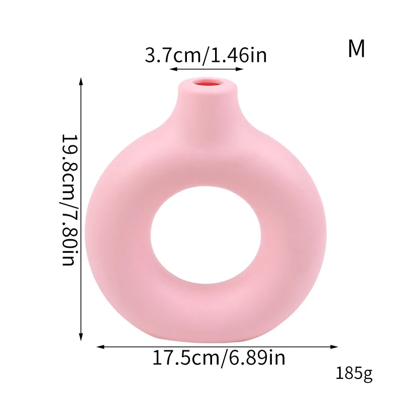 Donut-Shaped Decorative Plastic Vase for Home & Office
